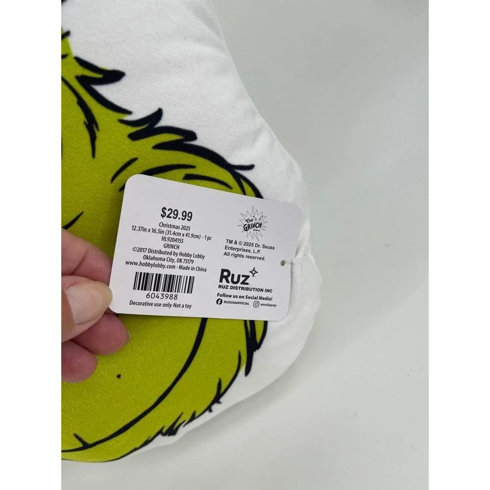Dr. Seuss The Grinch Pillow Set Unisex OS Green NEW Holiday Decorative 2pk